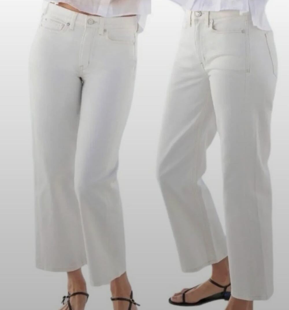 Ayr Jeans 29 The Easy Easy Relaxed Straight Crop White Denim USA Casual Chic